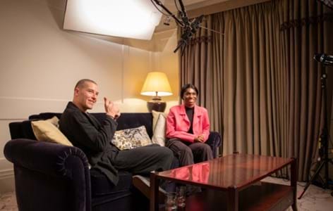 Taz Skyler talking to BAFTA's Young Presenter Precious