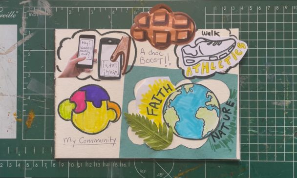 a mood board of 'my community' to illustrate Place2Be's Art Room activity for secondary schools